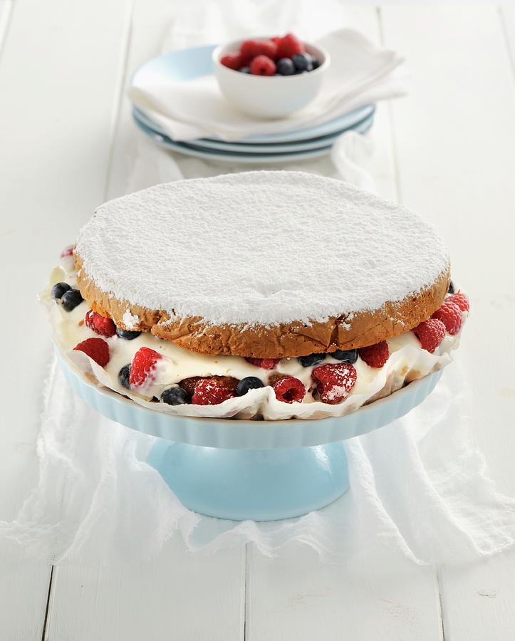 Frozen Yoghurt Cake With Berries Photograph by Franco Pizzochero