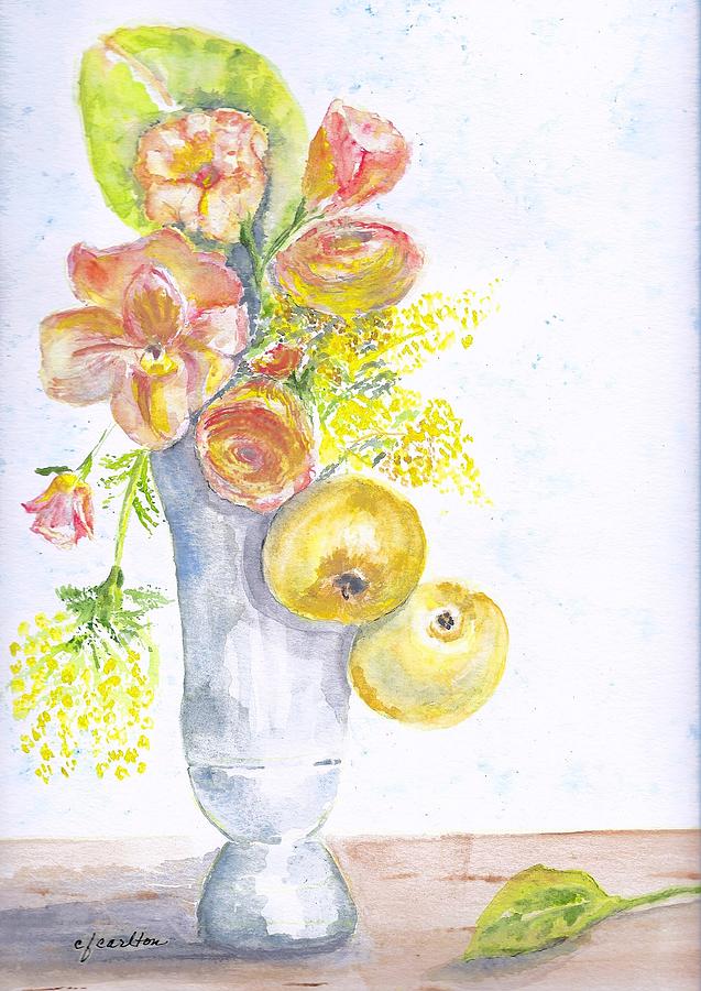 Fruit and Flowers Painting by Claudette Carlton