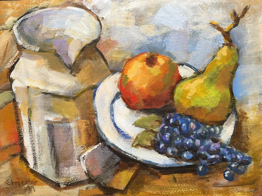 Still Life Painting - Fruit and pitcher not Cezanne by Johannes Strieder