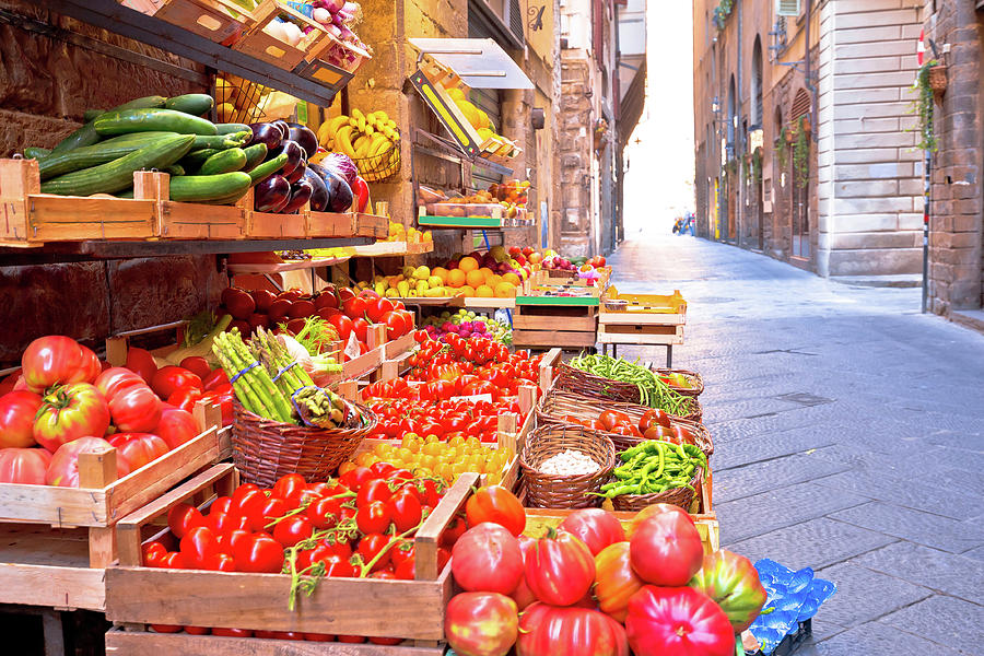Fruit and vegetable market in narrow Florence street Photograph by Brch Photography