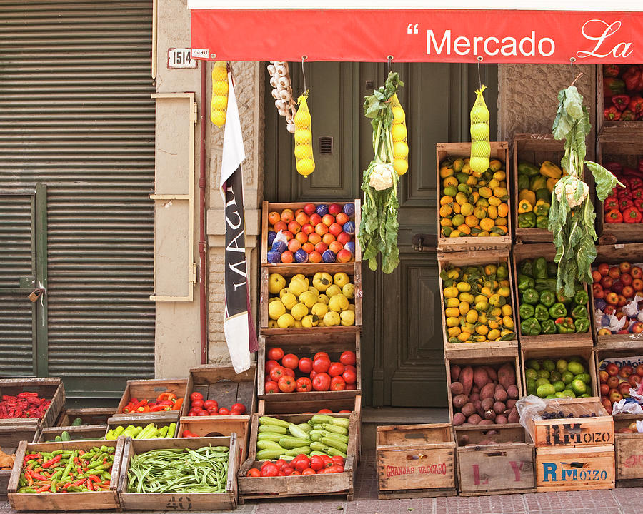 Fruit And Vegetable Stand, Montevideo Photograph by Ashok Sinha
