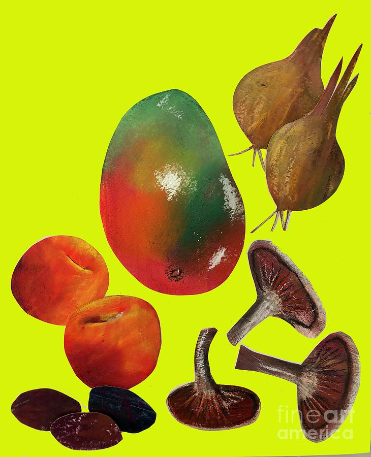 Fruit And Veggies, 2020, Cutout Painting by Sarah Thompson-engels