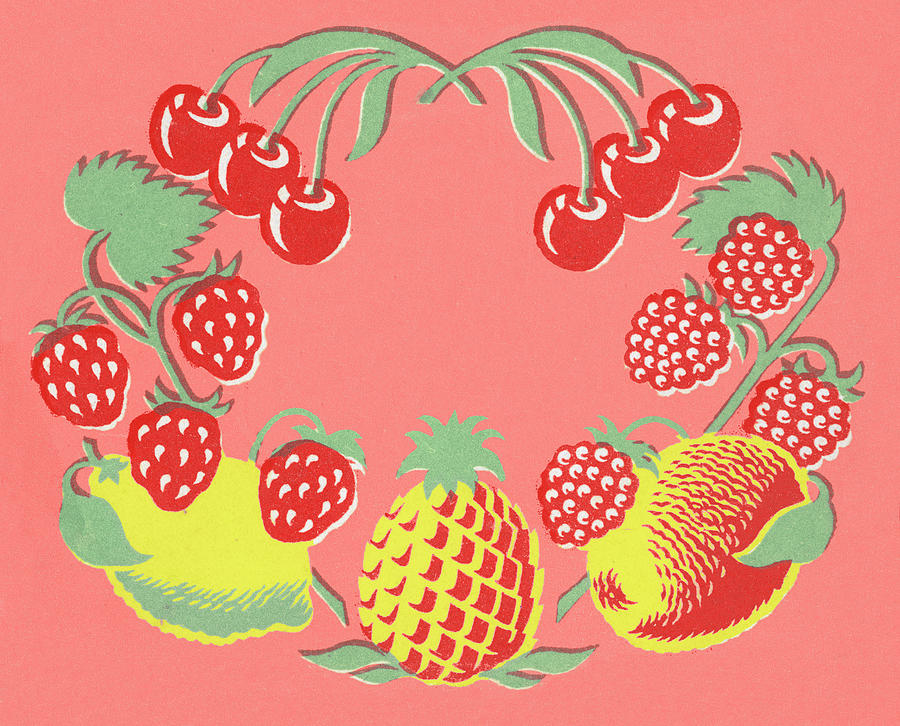 Vintage Drawing - Fruit Border by CSA Images