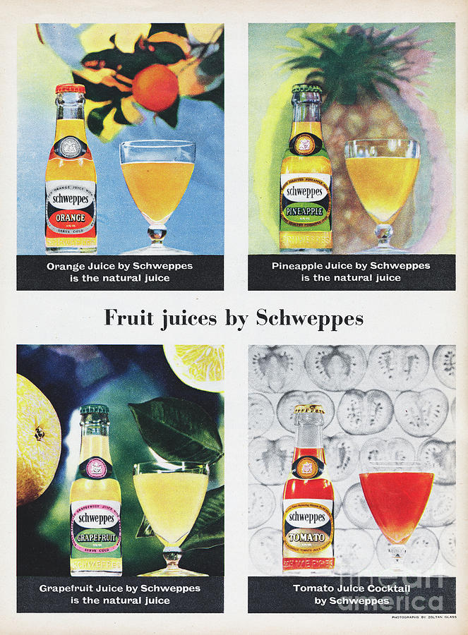 Fruit Juices By Schweppes Photograph by Picture Post