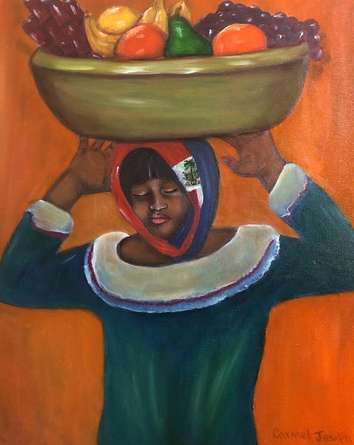 Fruit Lady Painting by Carmel Joseph