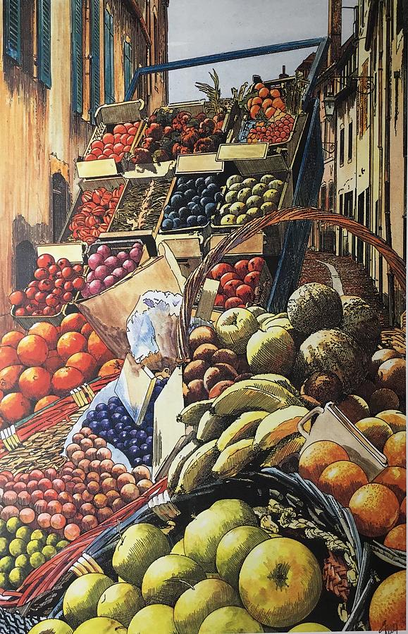 Fruit Market in La Motte Painting by John Stoeckley - Fine Art America