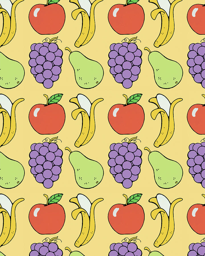 Vintage Drawing - Fruit Pattern by CSA Images