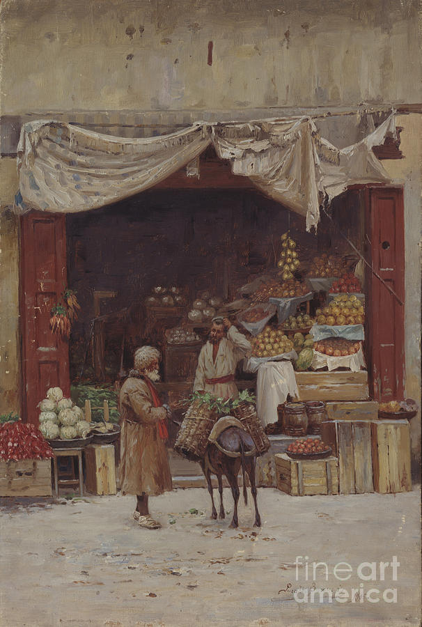 Fruit Shop. Artist Sommer, Richard Karl Drawing by Heritage Images