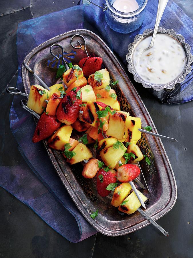 Fruit Skewers With A Passion Fruit Dip Photograph by Gareth Morgans