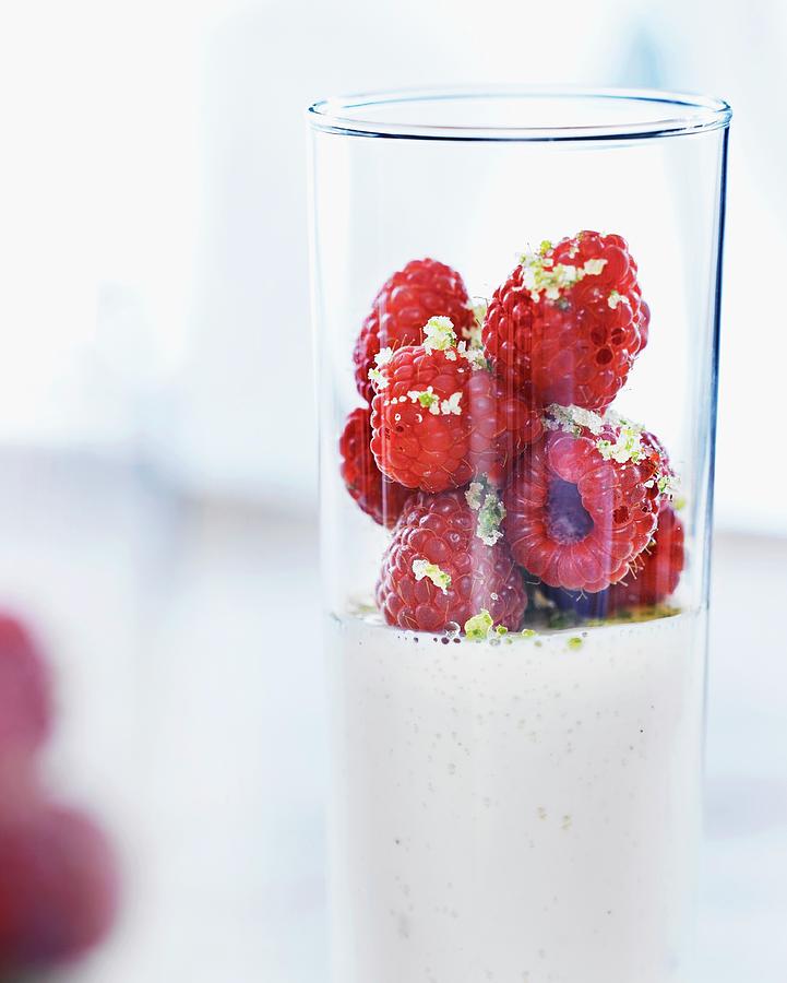 Fruit Smoothie In A Glass, Fresh Raspberries Photograph by Martin Dyrlv