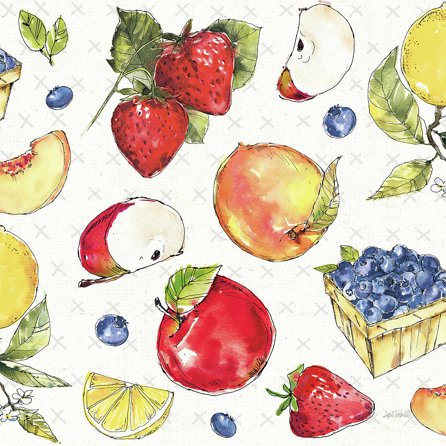 Apple Painting - Fruit Stand Pattern I by Anne Tavoletti