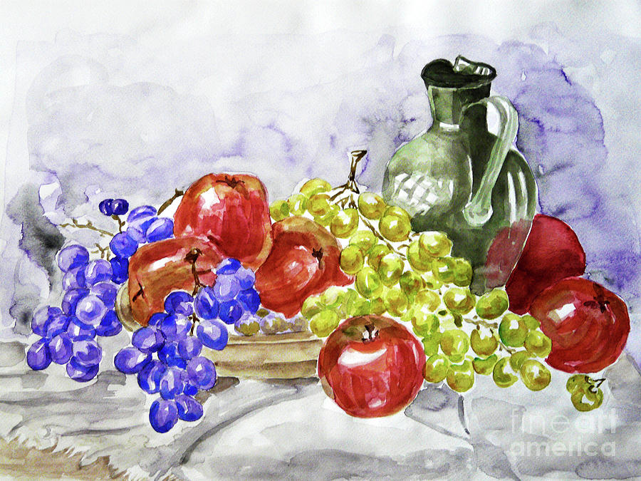 Fruit Table Painting by Jasna Dragun
