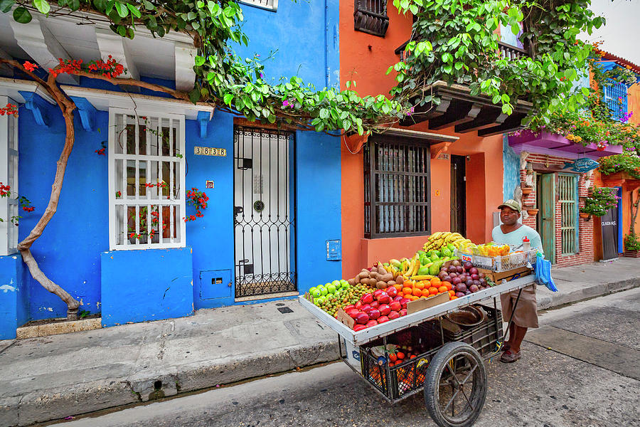 Fruit Vendor, Cartagena, Colombia Digital Art by Claudia Uripos