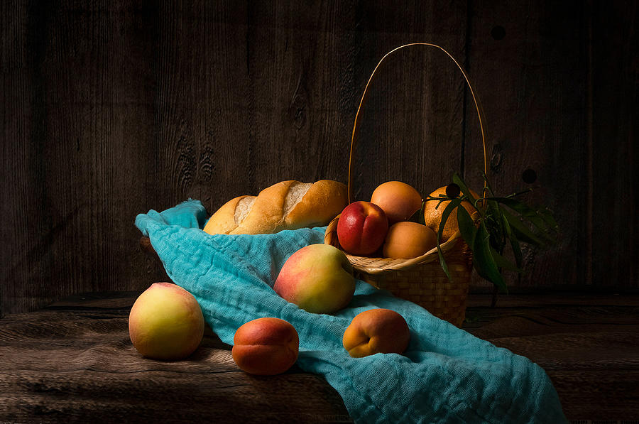 Still Life Photograph - Fruits And Bread by Marsha Ma