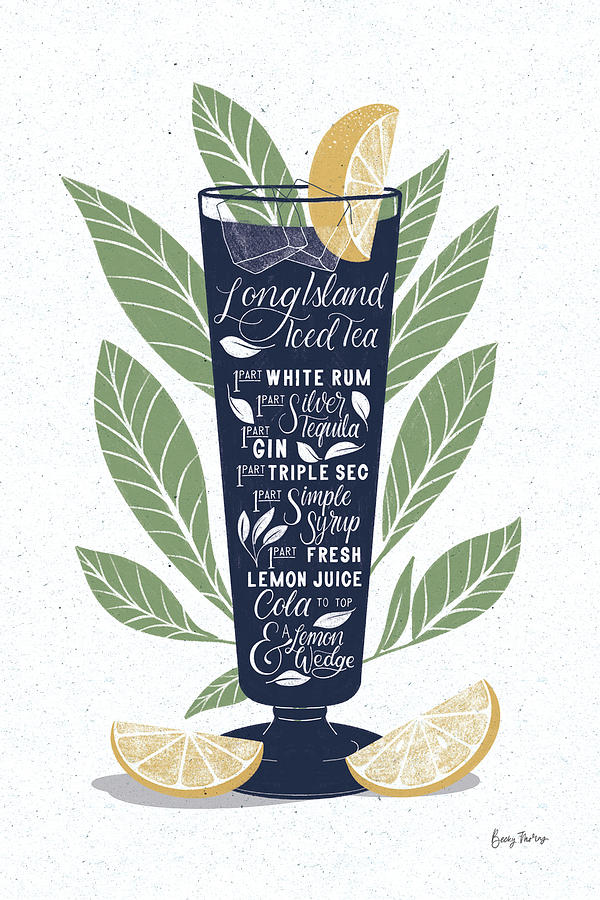 Cocktail Drawing - Fruity Cocktails II Navy by Becky Thorns