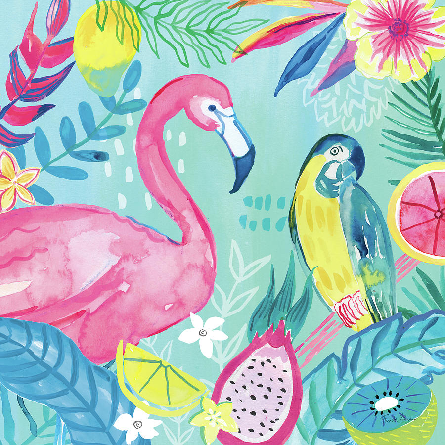 Animal Painting - Fruity Flamingos Iv by Farida Zaman