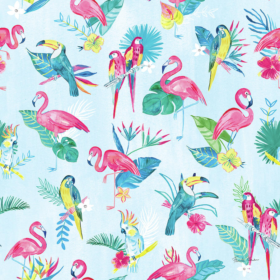 Animal Painting - Fruity Flamingos Pattern Ia by Farida Zaman