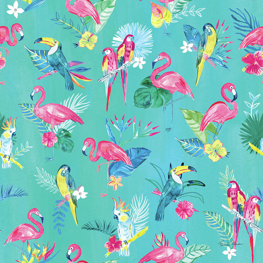 Animal Painting - Fruity Flamingos Pattern Ic by Farida Zaman