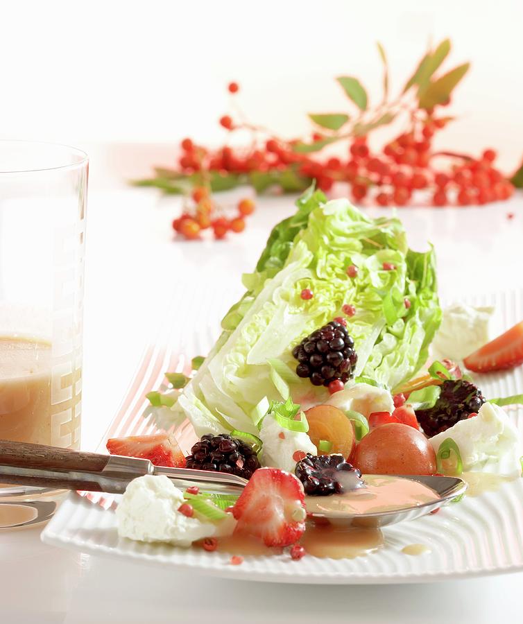 Fruity Little Gem Lettuce With A Rowan Berry Vinaigrette Photograph by Teubner Foodfoto