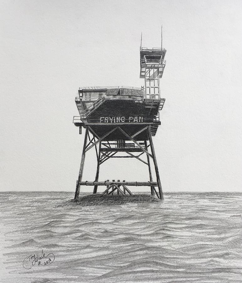 Lighthouse Drawing - Frying Pan Tower  by Tony Clark