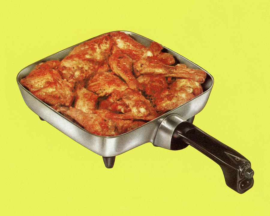 Chicken Drawing - Frying Pan with Chicken by CSA Images