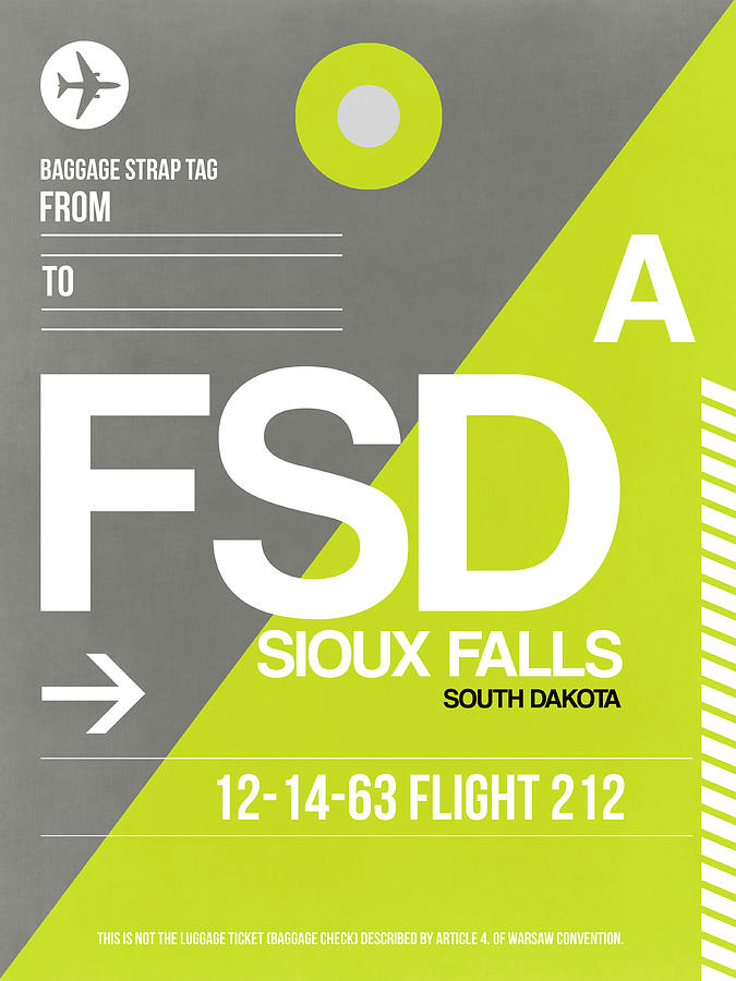 Vintage Digital Art - FSD Sioux Falls Luggage Tag II by Naxart Studio