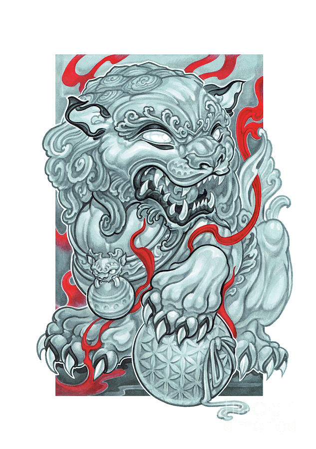 Fu Dog, Yang Drawing by Gemma Stylz Pixels