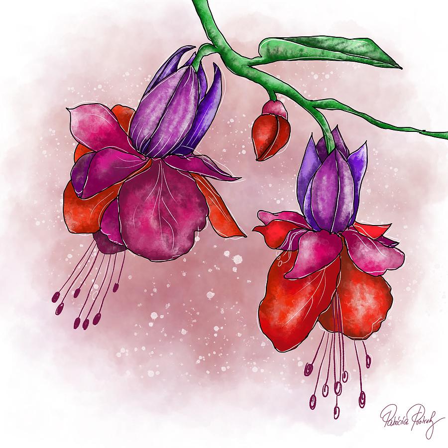 Fuchsia Red Purple Painting by Patricia Piotrak -