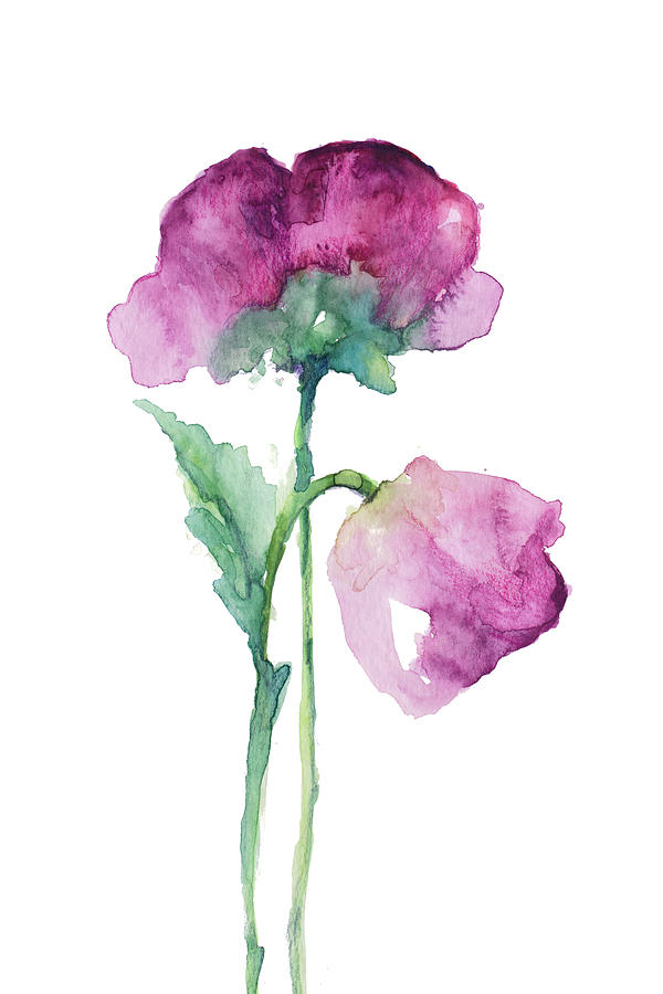 Orchid Painting - Fuchsia Tulip And Orchid Bud by Lanie Loreth