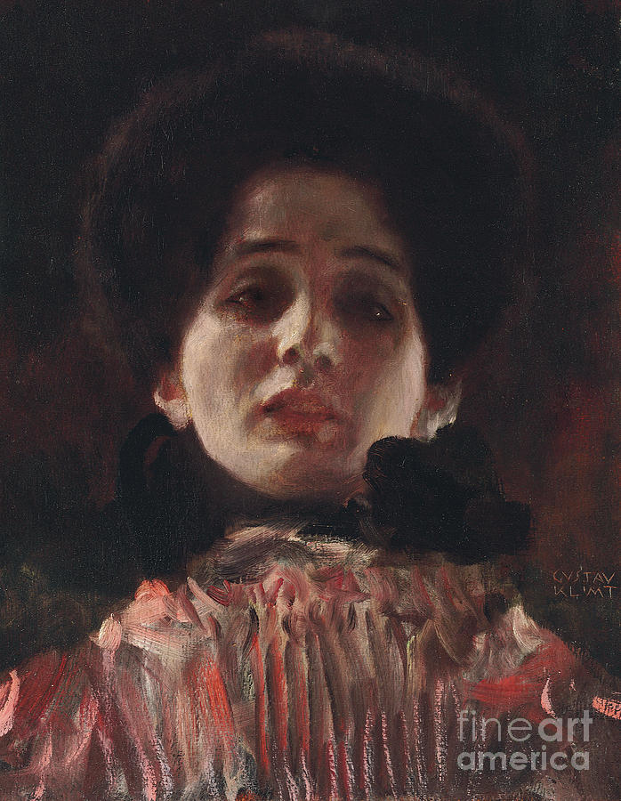 Full Face Portrait of a Lady Painting by Gustav Klimt