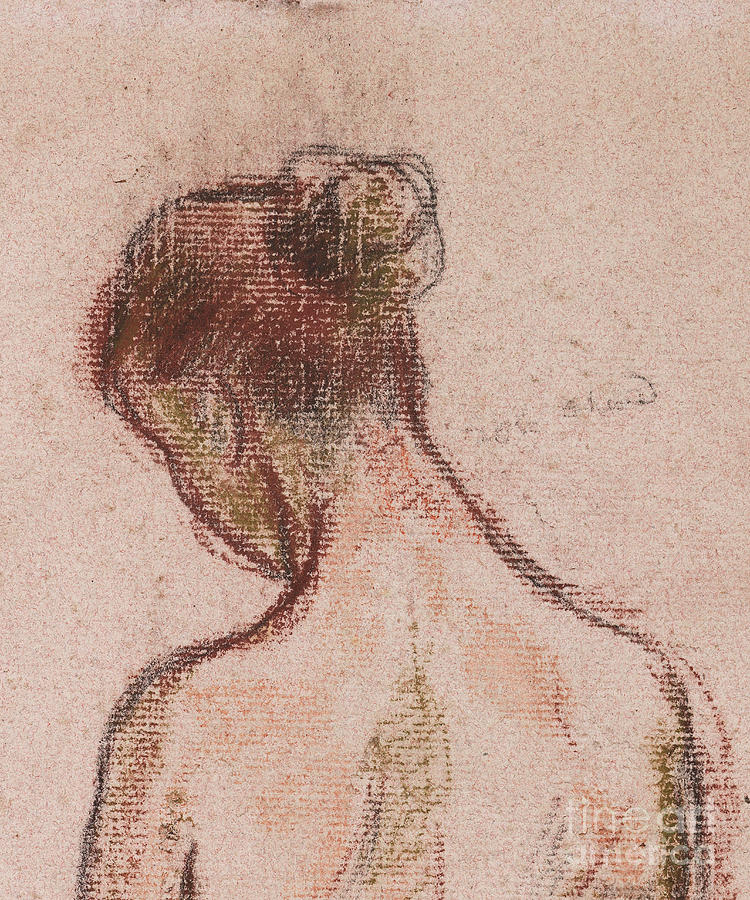 Full Length Standing Nude Of A Woman, From Behind Detail Drawing by Camille Pissarro