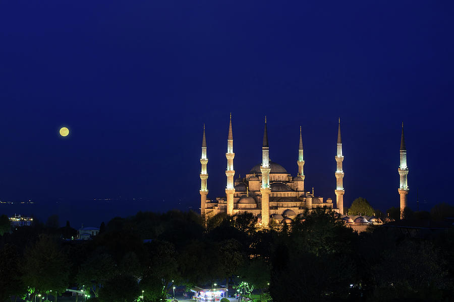 Full Moon And Minarets Photograph by Yavuz Alper Photography