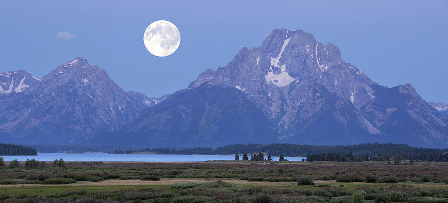 Full Moon At Grand Teton Np, Wy Digital Art by Heeb Photos