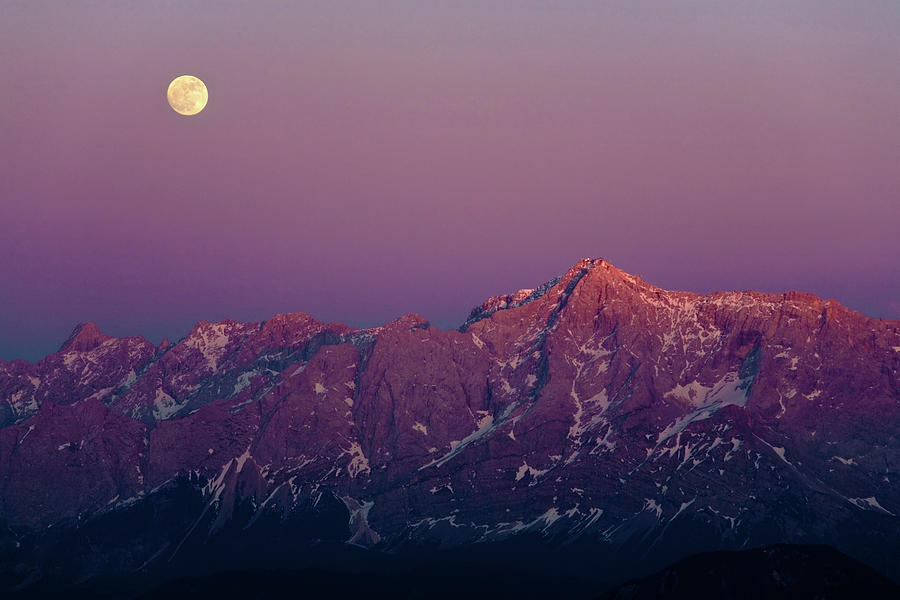 Full Moon At Mt. Zugspitze Photograph by Wingmar
