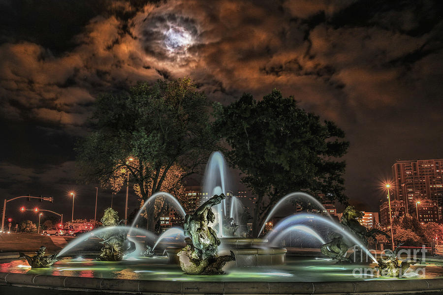 Full Moon at the Fountain Photograph by Lynn Sprowl