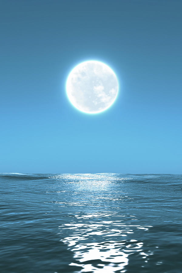 Full Moon Glow Shinning With The Sea At By Artpartner-images