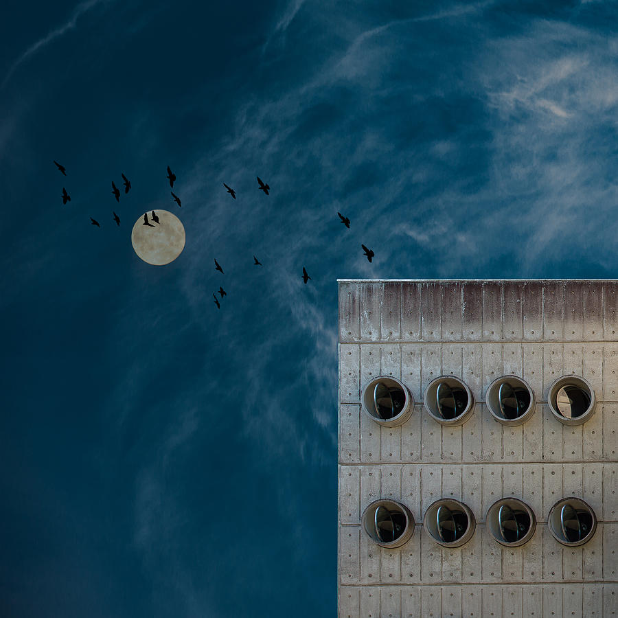 Architecture Photograph - Full Moon by Inge Schuster