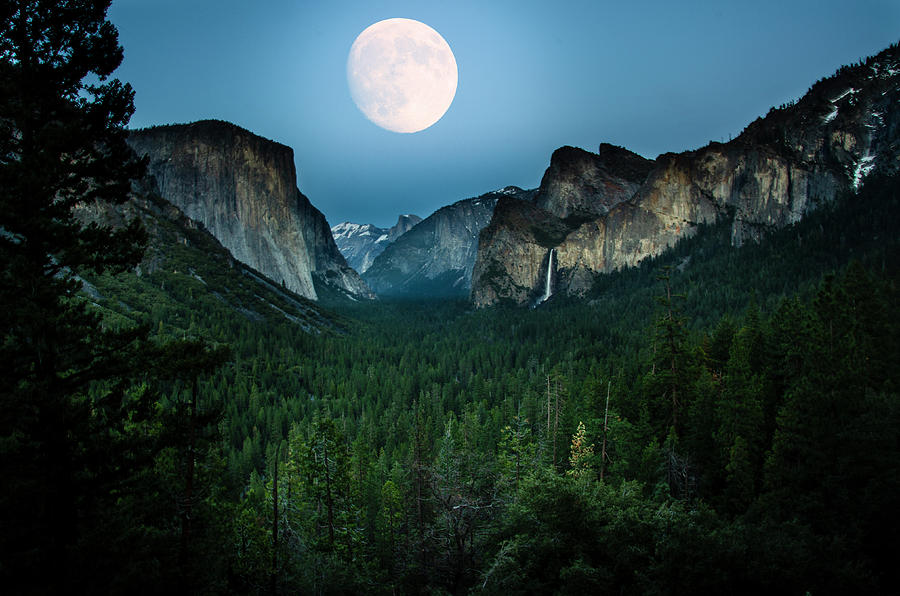 Full Moon Long Exposure At The Yosemite Tunnel In Yosemite National Park Photograph