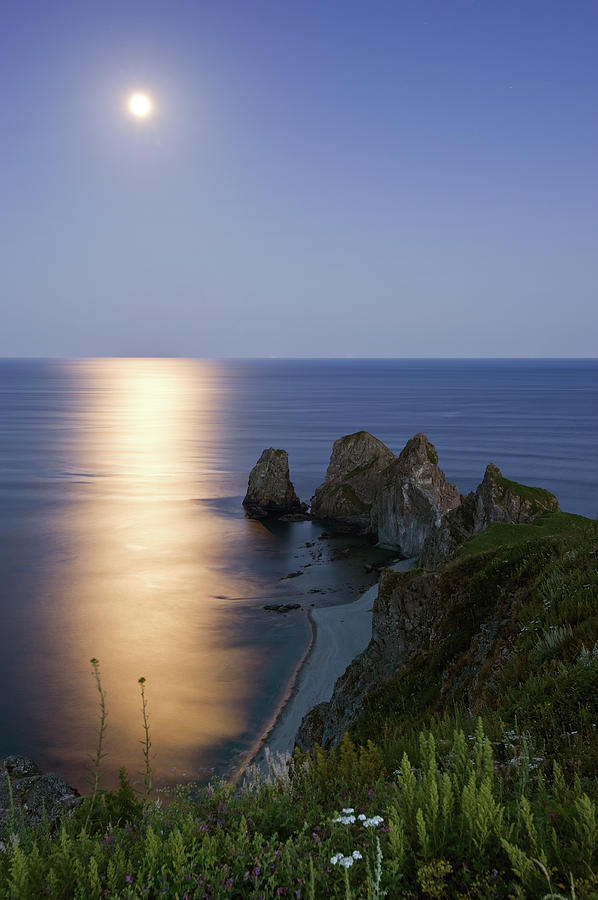 Full Moon On Cape Four Rocks Photograph by V. Serebryanskiy Full Moon On Cape Four Rocks Photograph by V. Serebryanskiy
