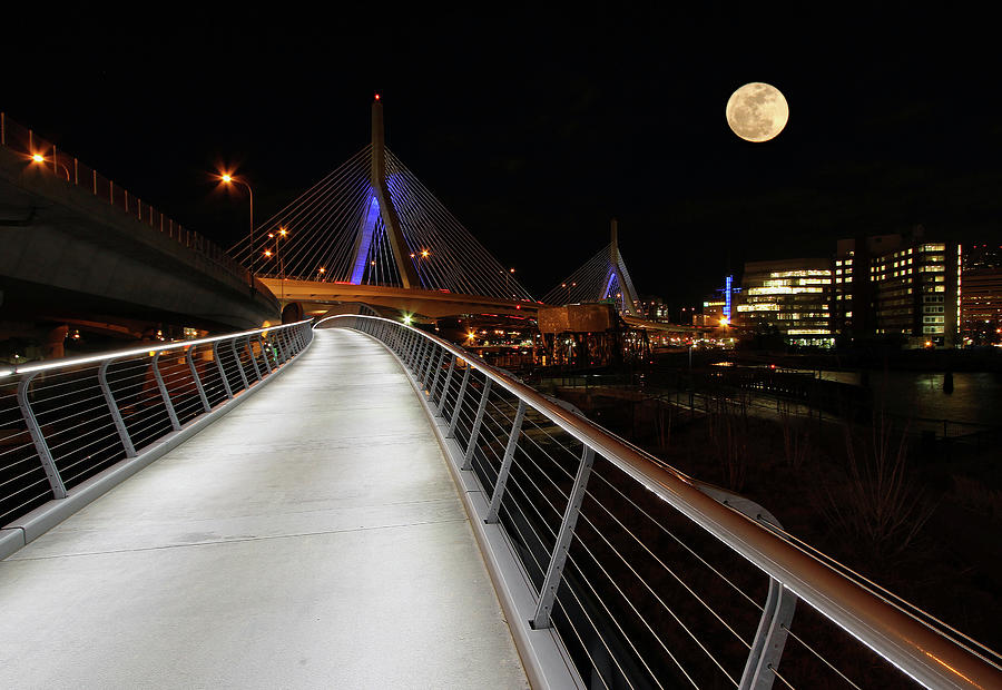 Full Moon over Bunker Hill Bridge Photograph by Juergen Roth
