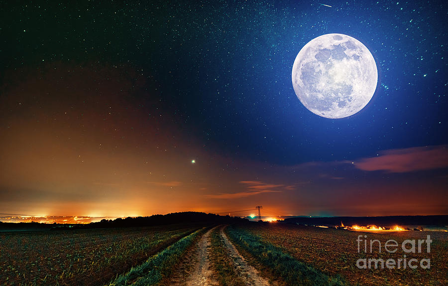 Full Moon Over Dirt Road Photograph by Wladimir Bulgar/science Photo Library