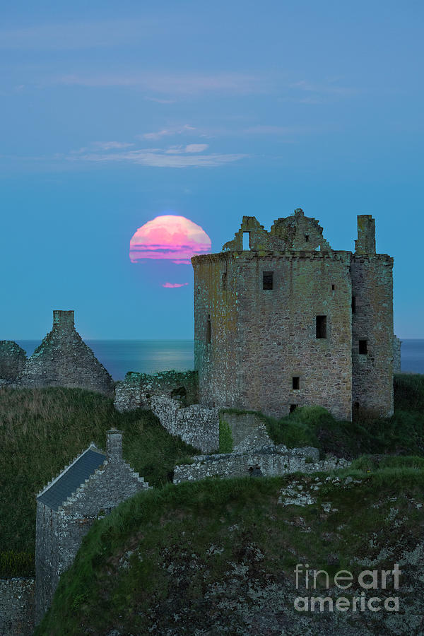 Castle Photograph - Full Moon over Dunnottar Castle by Veli Bariskan