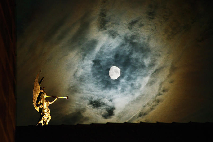 Full Moon Over Nuremberg Opera Theatre Digital Art by Claudio Cassaro