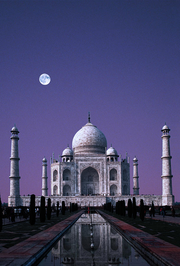 Full Moon Over Taj Mahal, Agra, India Photograph by Jeremy Horner