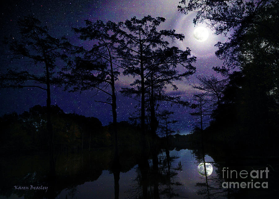 Full Moon Over The Bayou by Karen Beasley