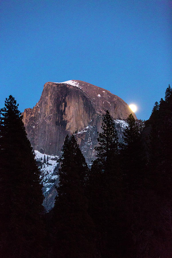 Full Moon Rising Over The Half-dome Photograph by Regis Vincent