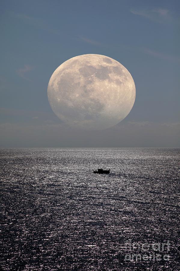 Full Moon Rising Over The Sea Photograph by Detlev Van Ravenswaay/science Photo Library