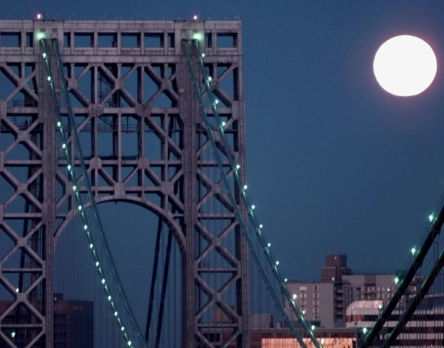 Full Moon Sets Behind The George Photograph by New York Daily News Archive