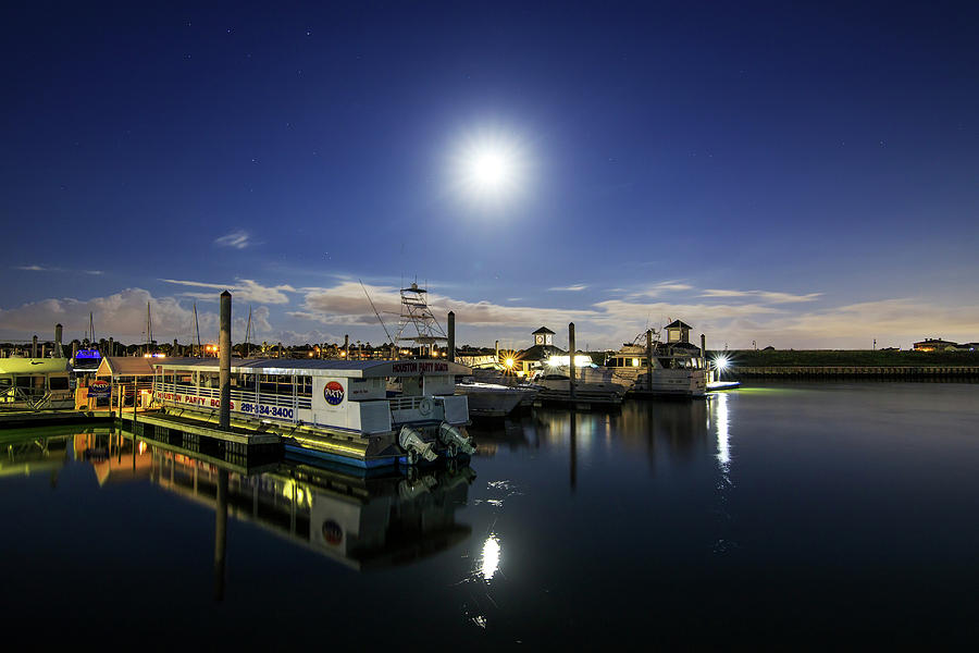 Full Moon Shining Above A Lake Photograph by Jeff Dai