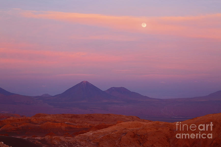 Full Moon Sunset Over Moon Valley Atacama Desert Chile Photograph by James Brunker